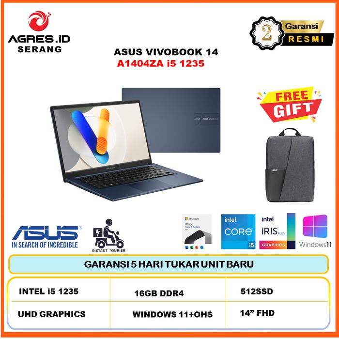 Gambar Asus Vivobook 14 A1404ZA Intel Core i5 1235 8GB 512ssd 14 FHD Ips - UNIT ONLY, 8/512 SSD dari Agres ID Serang undefined Tokopedia