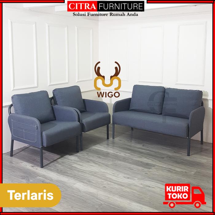 Gambar WIGO Sofa Minimalis 211 Seater Industrial Series | Sofa 211 Dudukan Knock Down - DARK GREY dari Citra furniture undefined Tokopedia