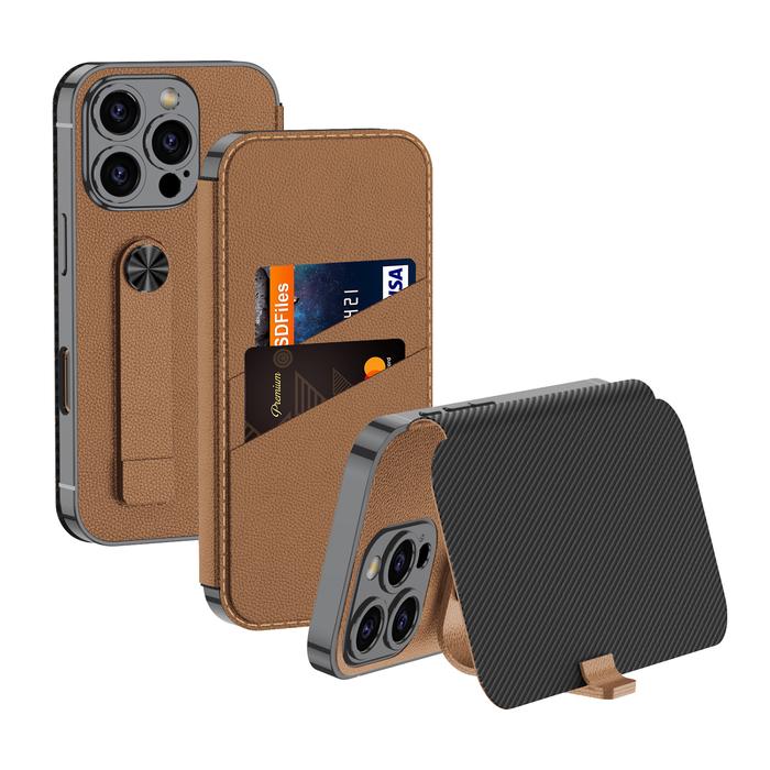 Gambar Myroots Leather Book Case Untuk Iphone 16 Pro Max Casing Wallet Flip with Bracket Stand Hape Metal Temper Cover - Brown, IP 16 PRO MAX dari Myroots store undefined Tokopedia