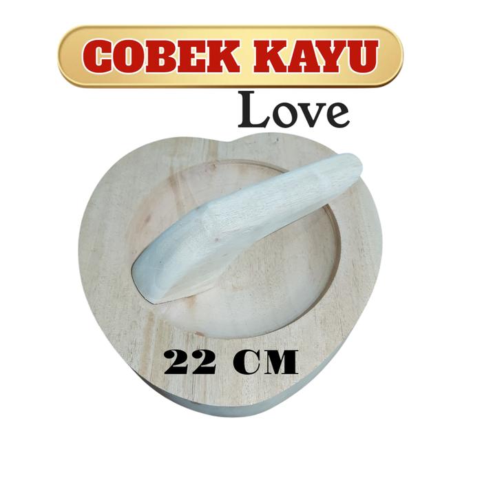 Gambar Cobek + Ulekan Kayu 2in1 Cobek & Talenan - love 22cm dari jay acc undefined Tokopedia