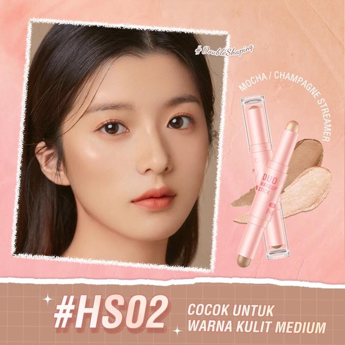 Gambar PINKFLASH - DUO MAKEUP STICK ( PF-F21 ) - DoubleShaping 3D Makeup Stick Three-Dimensional Shaping Creamy Smooth Contour Highlighter - HS02 dari PIK3TH undefined Tokopedia