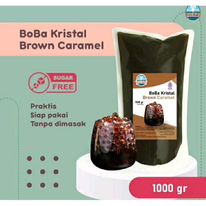 Gambar Boba kristal jelly pearl bublle mutiara agar ager jeli bola merah delima red crystal bening hitam klasik black crystal brown caramel peach sakura topping desert minuman viral kekinian praktis siap saji 1000 g - brown caamel dari Toserda Bandung undefined Tokopedia