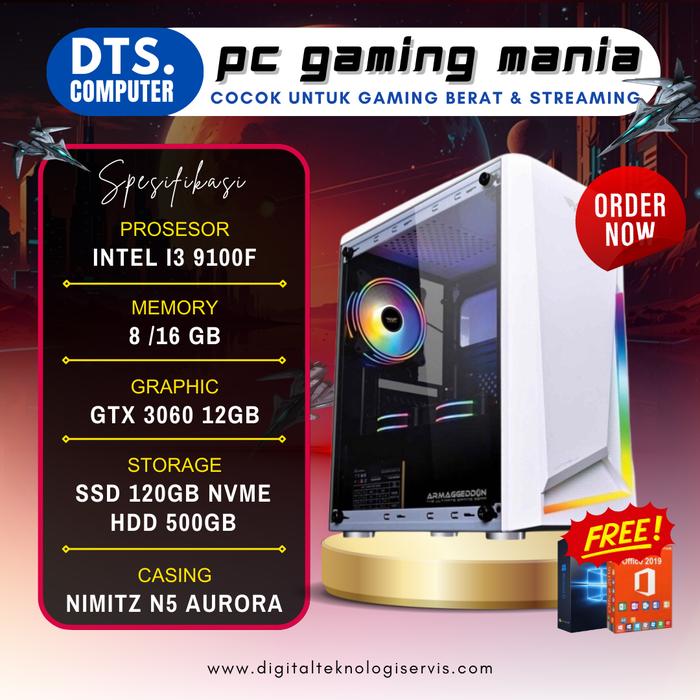 Jual PC GAMING Intel i3 9100F GTX 1650 120GB SSD RAM 8GB