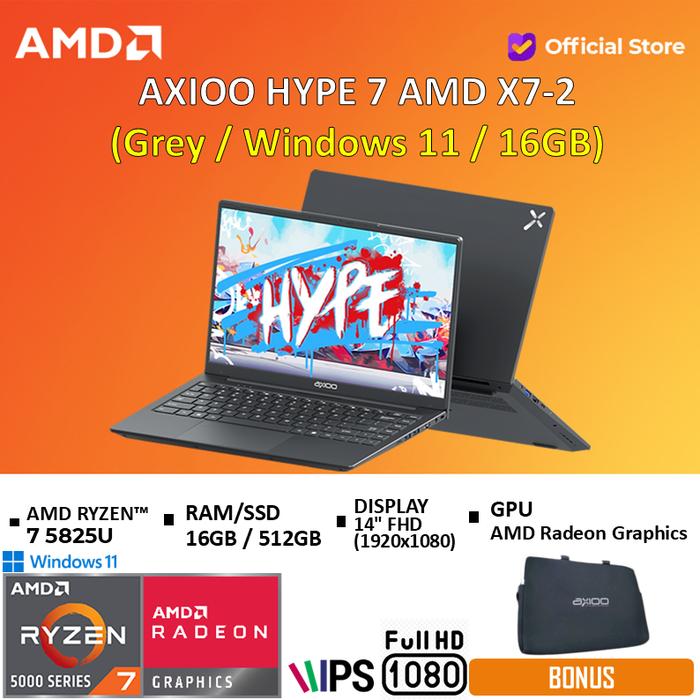 Gambar Axioo Hype 7 AMD X7-2 Ryzen 7 5825U 8GB / 16GB 512GB W11 14" FHD IPS Blit - Grey/W11/16GB, Standard dari AMD Official Store undefined Tokopedia