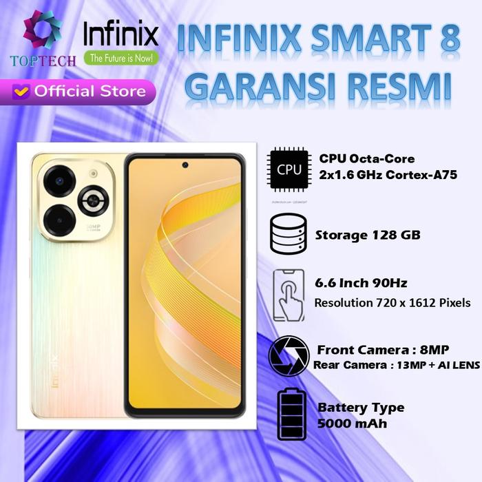 Gambar Infinix Smart 8 Plus 4/128 GB Garansi Resmi - Non Bundling, gold dari Top Tech Comp undefined Tokopedia