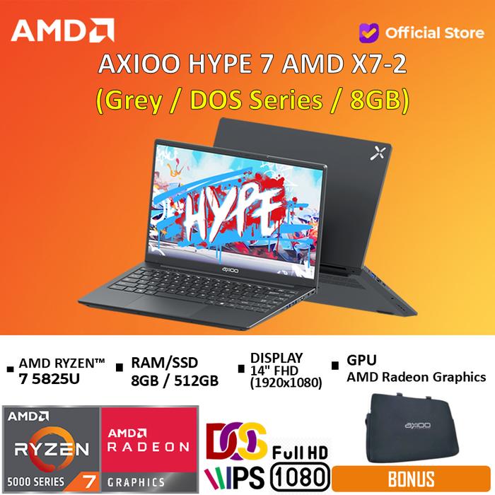 Gambar Axioo Hype 7 AMD X7-2 Ryzen 7 5825U 8GB / 16GB 512GB W11 14" FHD IPS Blit - Grey/DOS/8GB, Standard dari AMD Official Store undefined Tokopedia