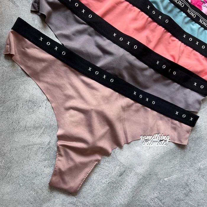 Gambar READY #2 Juicy Couture XOXO Seamless Laser Cut Airy Thong / Seamfree Invisible Raw Cut Thong Cheeky G-string No Line Panty Underwear CD Mini Hot Lingerie G String Gstring Panties Underwear Roses Printed - XOXO bark, S dari Alexander Wilson Mart undefined Tokopedia