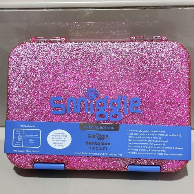 Gambar Smiggle Lunch box Bento Med Happy Neon Pink Original SALE murah - Glitter Pink dari tania hanifah online undefined Tokopedia