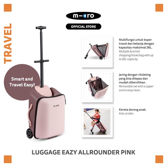 Gambar Micro Luggage Eazy All Rounder Pink and Blue - Koper Multifungsi Travelling & Belanja dengan Anak Warna Pink dan Biru - Merah Muda dari Micro Scooter Official undefined Tokopedia