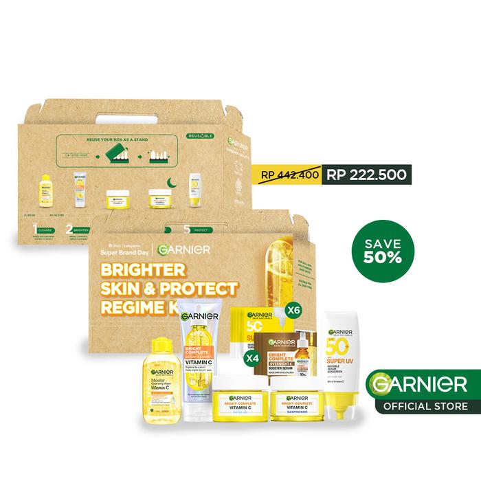 Gambar [Super Brand Day] Garnier Paket Skincare Set ISI 5 ISI 3 | Micellar Water + Serum Cleanser Moisturizer Gel Night Cream Super UV Sunscreen SPF - package 3 dari Garnier Official Store undefined Tokopedia