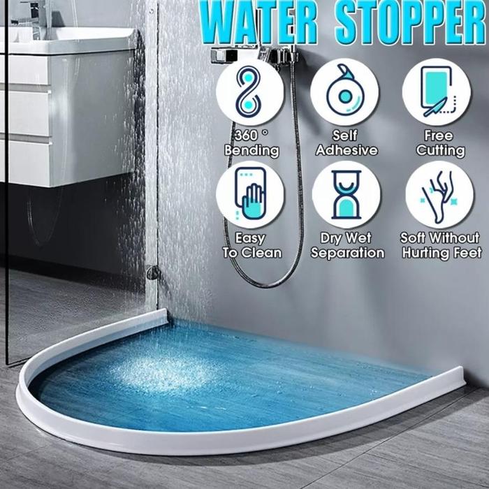 Gambar Penyekat Strip Pembatas Air Kamar Mandi Silikon Anti Banjir - 50 cm, lem tambahan dari CITRA MAKMUR ID undefined Tokopedia