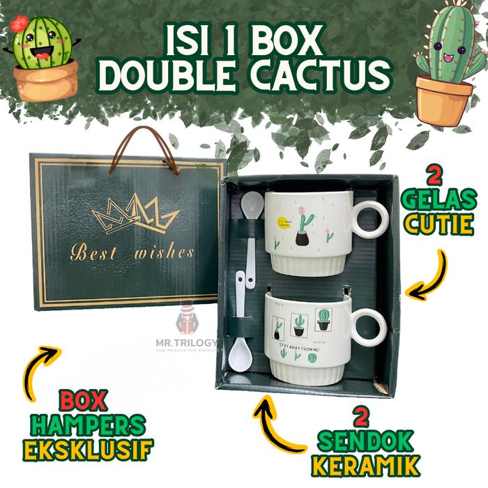 Gambar PAKET 2IN1 Souvenir Hampers Gelas Kado Ulang Tahun DOUBLE CACTUS 300ML Cangkir Keramik Box Ekslusif Mug Couple Hadiah Lucu Kado Ultah Cewek Gift Set Birthday Bingkisan Anak Souvenir Grosiran Hampers Perpisahan Guru Perempuan Kenang Kenangan - Double Cactus dari Mr.Trilogy undefined Tokopedia