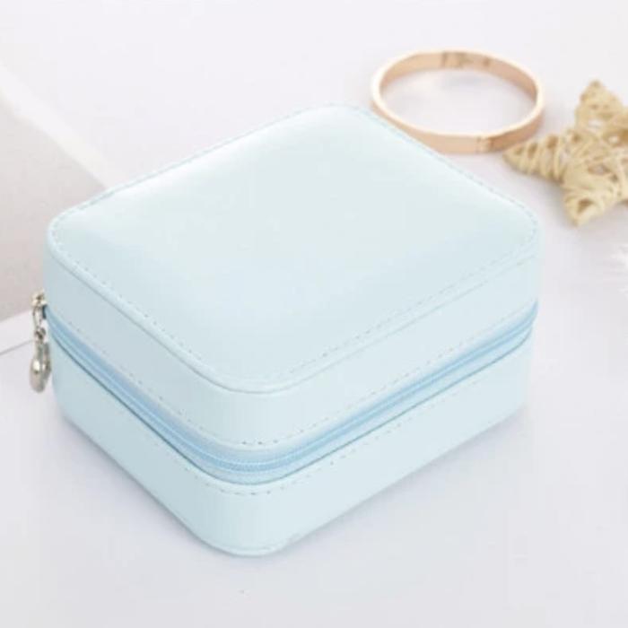 Gambar PANACHE Zipper Jewelry Box with Mirror, Kotak Perhiasan - BABY BLUE dari Panache39 undefined Tokopedia