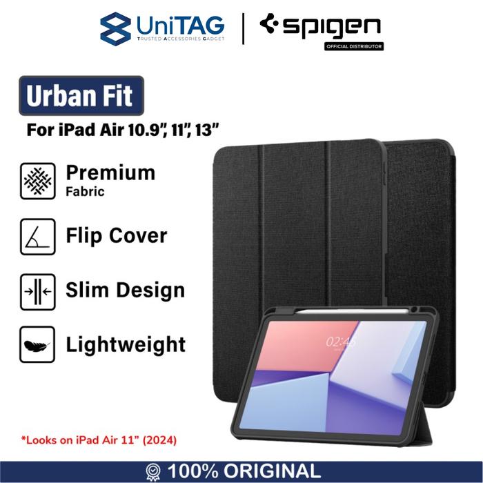 Gambar Case iPad Air 13" 11" (2024) Air 5 / 4 10.9" (2022 / 2020) Spigen Urban Fit Stand Flip Cover Casing - Black, 11" / 10.9" dari UniTAG Store undefined Tokopedia