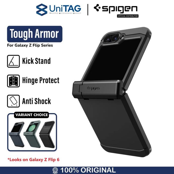 Gambar Case for Samsung Galaxy Z Flip 6 5 4 3 Spigen Tough Armor Pro Kick Stand Anti Shock Crack Hinge Casing - Pro Black, Z Flip 3 dari UniTAG Store undefined Tokopedia