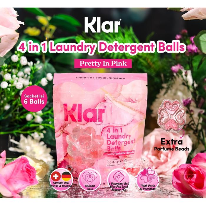 Gambar KLAR Laundry Detergent Kapsul 4in1 Sachet 6pcs - Pretty in Pink dari Klar.detergent undefined Tokopedia