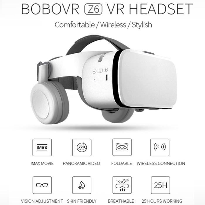 Bobovr Virtual Reality Glasses Vr Box 3d With Headphone Z6 White