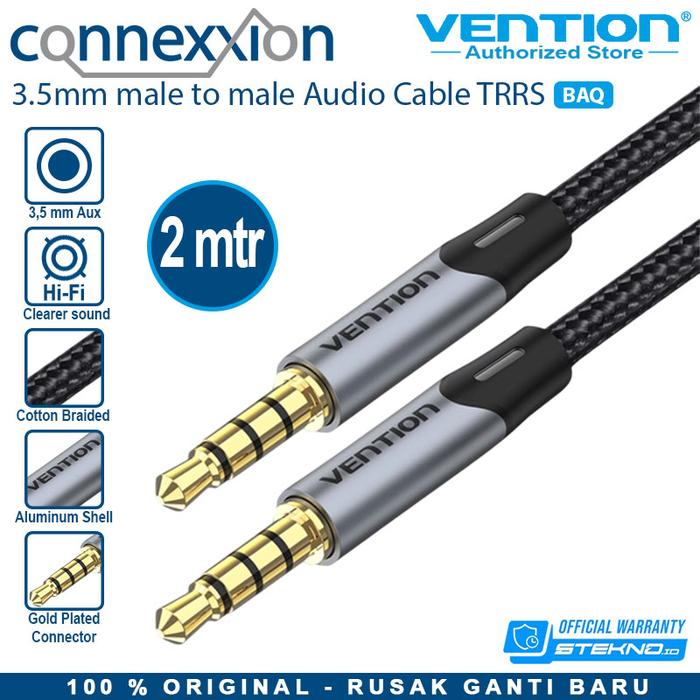 Gambar VENTION Kabel TRRS AUX 3.5mm Male to Male - 2 meter dari CONNEXXION undefined Tokopedia