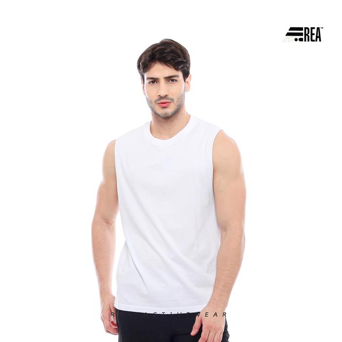 Gambar REA Activewear – Sleeveless Tanktop Basic Pria Nyaman & Stylish untuk Gym dan Olahraga Singlet Raw Cut Tanpa Jahitan Samping  Sport - Basic White, M dari REA ACTIVEWEAR undefined Tokopedia
