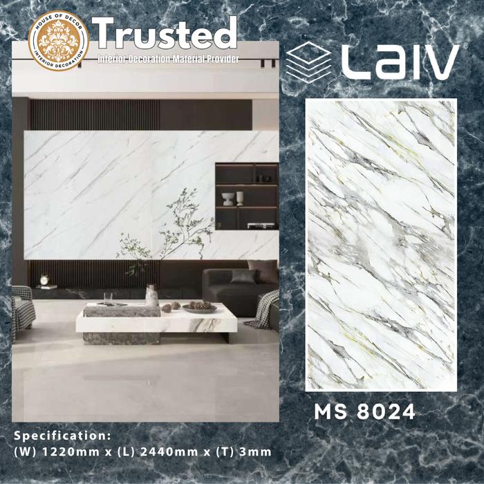 Gambar LAIV UV Marble - Sheet PVC Board Wallboad Panel Dinding 3mm Corak Marmer [122x244] - MS 8024 dari houseofdecor7 undefined Tokopedia