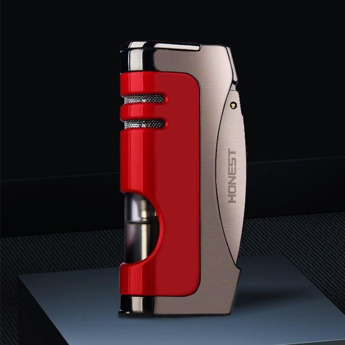 Gambar Metal Windproof Butane Gas Lighter Visual Oil Bin Jet Blue Flame With Cigar Cutter Special Lighter Smoking Accessories Gadgets - Red dari Wijaya Store 54 undefined Tokopedia