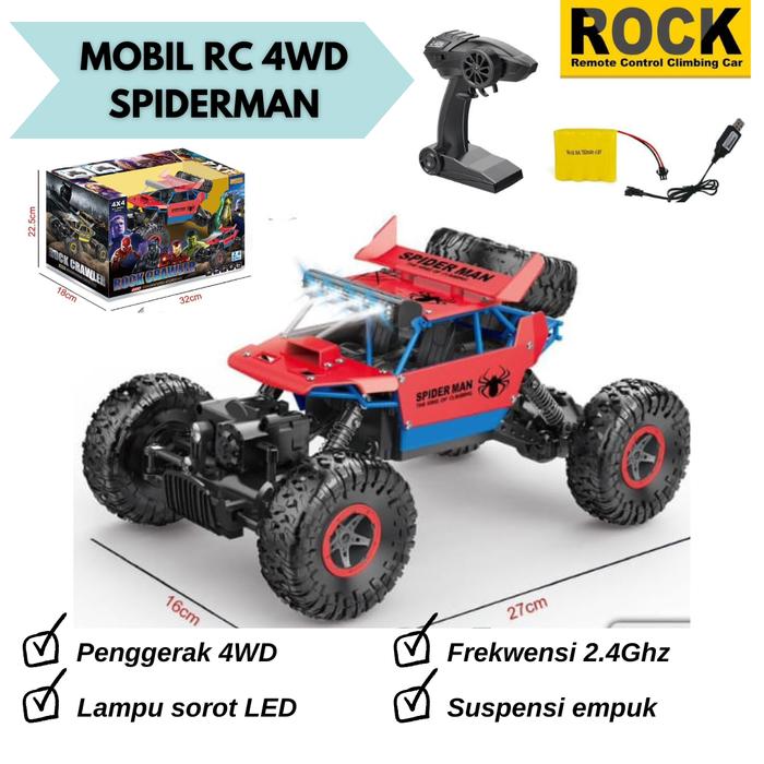 Gambar Mobil Remot 4WD ROCK CRAWLER OFFROAD 2.4Ghz Mainan RC Remote Kontrol - Spiderman dari CHIKAIRAZAN undefined Tokopedia