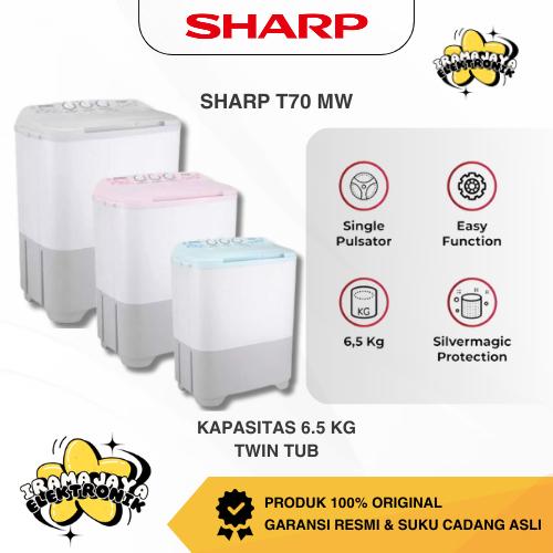 Gambar MESIN CUCI SHARP 2 TABUNG KAPASITAS 6.5 KG T70/80/90MW - KARAWANG BARAT - 70MW dari IramaJaya Elektronik undefined Tokopedia