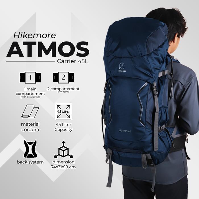 Gambar Hikemore Tas Carrier Camping Hiking Pria Wanita Atmos Ori - Navy 45L dari Hikemore undefined Tokopedia