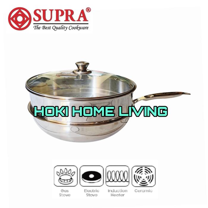 Gambar SUPRA Stir Wok Professional Pan Series 24cm 28cm 32cm Westerm Wok Stainless SUS304 Impact Bottom - STRIWOK SETPLUS, 28CM dari Hoki Home Living undefined Tokopedia