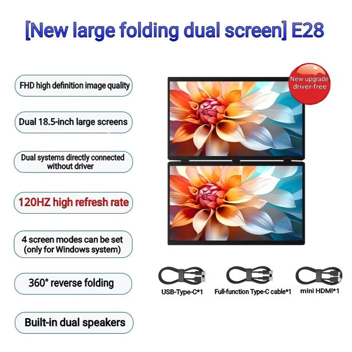 Gambar EIMIO folding dual-screen portable monitor 31.2-inch all-in-one laptop - 18,5inch(E28) dari Click n Fit undefined Tokopedia