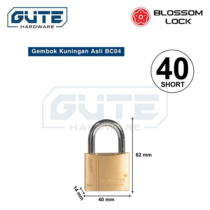 Gambar Gembok Kuningan BC04 Blossom - 30mm 40mm 50mm 60mm Pendek / Panjang - 40MM Pendek dari Gute Hardware undefined Tokopedia