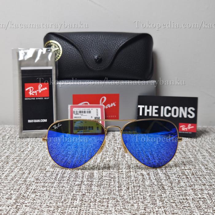 Jual Rayban Aviator RB3025 112/17 Gold Lens Mirror Blue Original