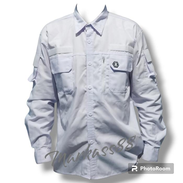 Gambar HEXAGON kemeja TACTICAL kemeja lapangan lengan panjang pria dan wanita, bahan RIPSTOP TR serat kotak kotak dan tebal nyaman dan keren - Putih, S dari Markas Tactical. undefined Tokopedia