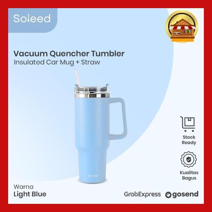 Gambar (Diskon) Soleed Tumbler Quencher Vacuum Insulated Car Mug + Straw 1200Ml Yq-A13 Bestseller - Biru dari Rahmat Sthore undefined Tokopedia