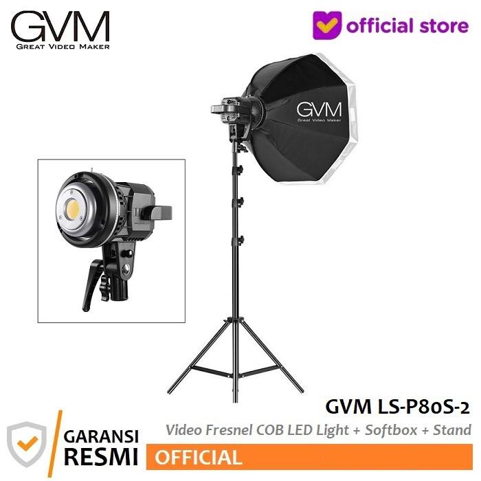 Gambar GVM LS-P80S-2 Video Fresnel COB LED Light with Lightstand + Softbox dari GVM Indonesia undefined Tokopedia