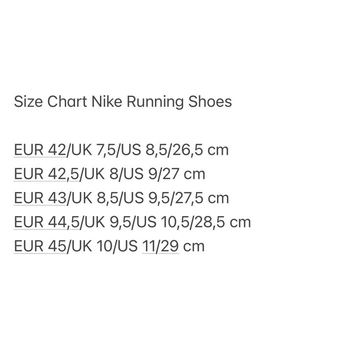 nike shoe size chart mens india