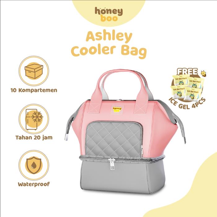 Gambar Honey Boo -  Cooler Ashley Bag Premium Baby 10 kompartemen Waterproof - Merah Muda dari Honey Boo Official undefined Tokopedia