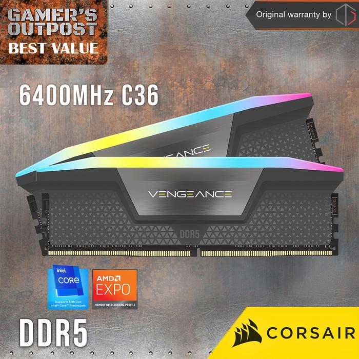 Promo CORSAIR VENGEANCE RGB 32GB (2x16GB) DDR5 DRAM 6400MHz C36