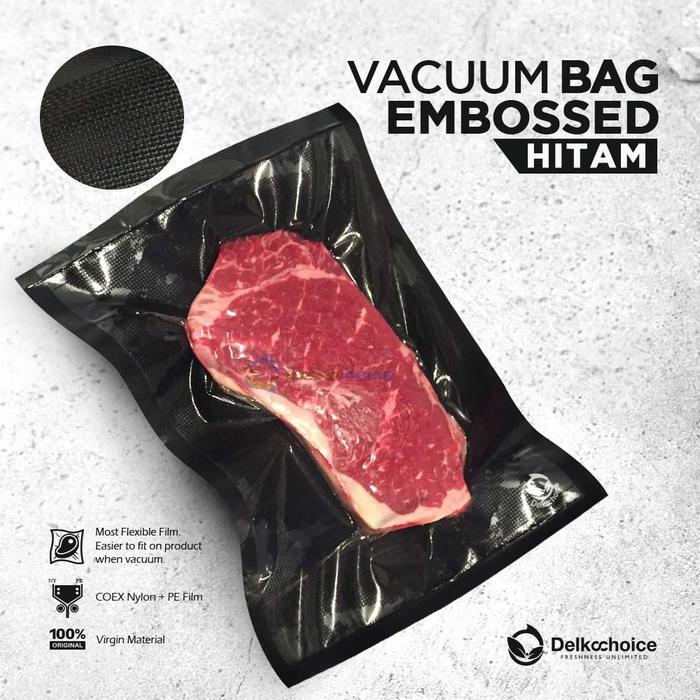Gambar (PACK) Plastik Vacuum Bag POLOS EMBOSS Vacum Vakum Sealer Makanan DELKOCHOICE - EMBOSS HITAM, 20x30cm dari kilat packing undefined Tokopedia