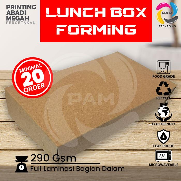 Gambar PAPER LUNCH BOX RAKIT FORMING KEMASAN KOTAK MAKANAN KRAFT MEDIUM - Tray M dari Pam Packaging undefined Tokopedia
