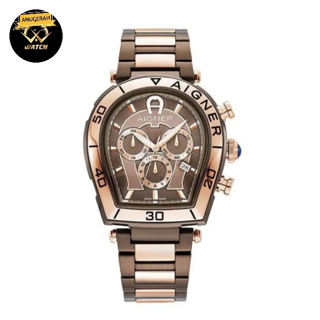Aigner Jam Tangan Pria Trapani Chrono Agw267004 Gold Quartz Swiss  Chronograph Stainless Steel 445 X 48 Mm Atm Mineral Glass Brown Dial  Brown Rose