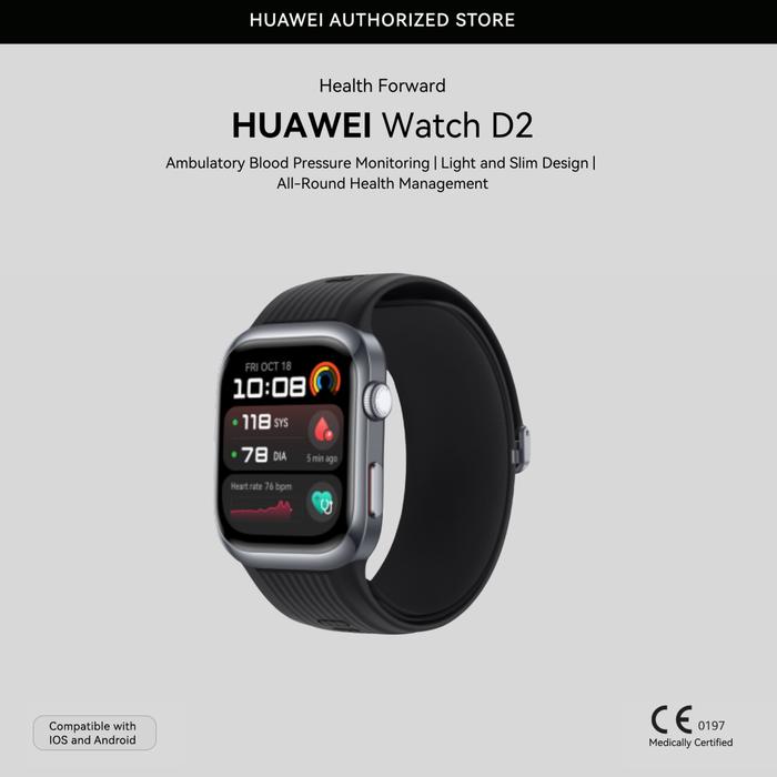 Gambar HUAWEI WATCH D2 Smartwatch | 24-hour Ambulatory Blood Pressure Monitoring | Light and Slim Design | All-Round Health - Black dari Huawei Authorized Store undefined Tokopedia