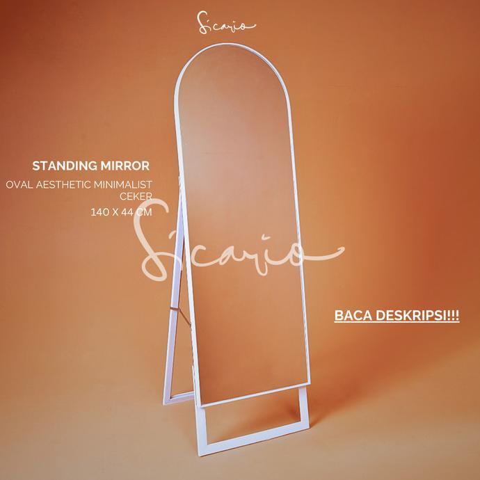 Gambar TERBARU Standing Mirror / Cermin Berdiri Oval Minimalis 140x40 (Wajib Baca Deskripsi!) MURAH - Putih+packing dari Asmaasrore undefined Tokopedia