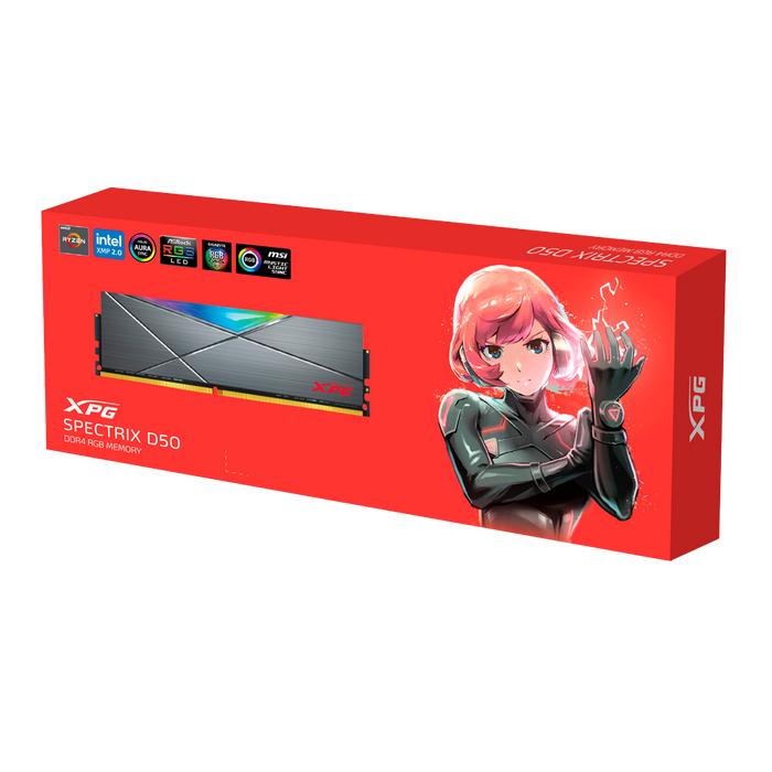 Gambar ADATA XPG Spectrix D50 DDR4 3600 CL18 Dual Channel RGB - Tungsten Grey, 16GB (8x2)3600 dari Agres Komputer Bandung undefined Tokopedia