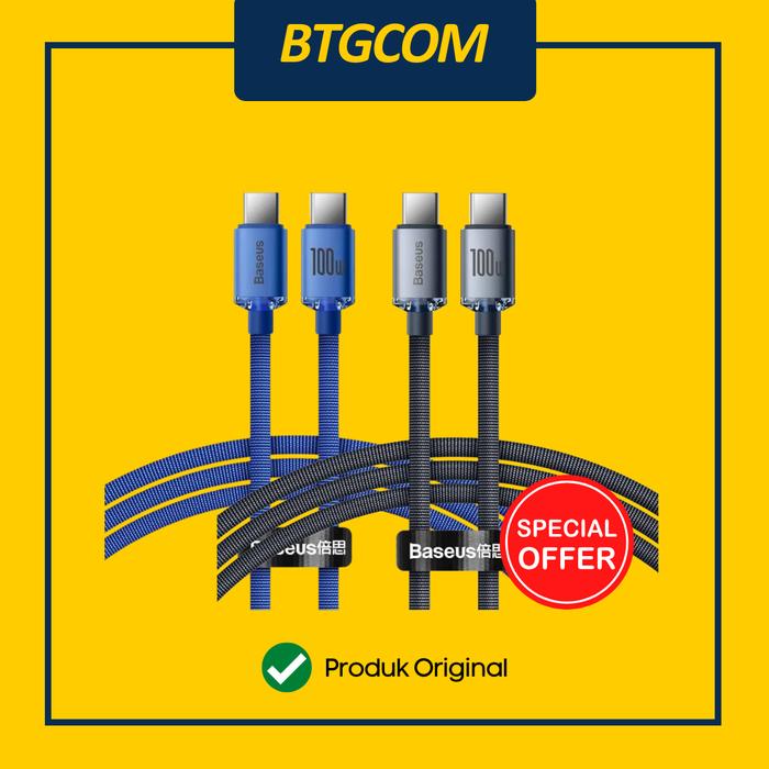 Gambar KABEL USB TYPE-C TO USB-C BASEUS CRYSTAL SHINE 100W 1,2M FAST CHARGING DATA CABLE QUICK CHARGE dari btgcom undefined Tokopedia