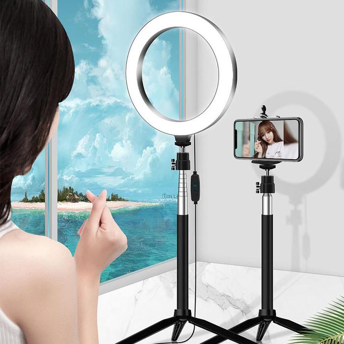 Jual LED Selfie Ring Light Kits With Stand Tripod Clip For Phone