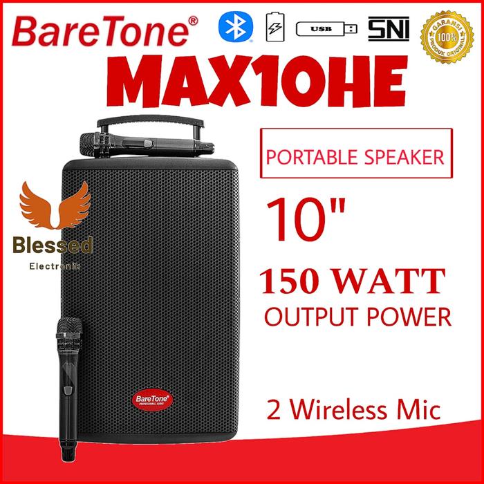 Gambar Speaker Baretone MAX10HE / MAX 10 HE / MAX-10HE 10 Inch Wireless Bluetooth ORIGINAL dari Blessed Elektronik undefined Tokopedia