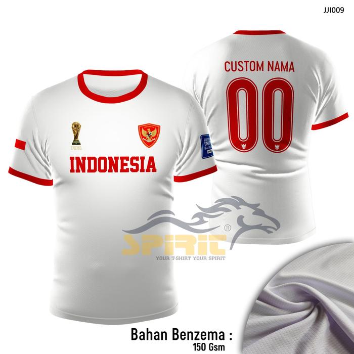 Gambar Baju Kaos Bola Timnas Indonesia Terbaru Jersey Benzema Premium Gratis Custom Nama & Nomor - Putih Rib Merah, M dari Gudangkaos 3D4D undefined Tokopedia