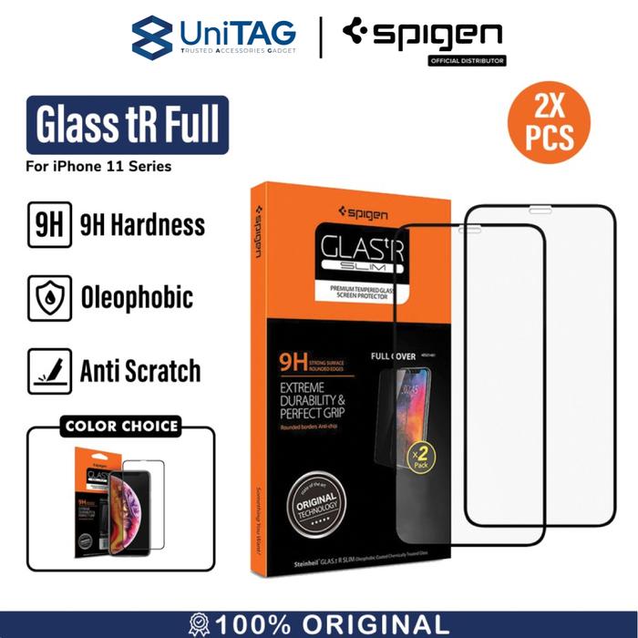 Gambar Tempered Glass for iPhone 11 / Pro / Max / XS Max / XS / XR X Spigen Full - 2 Pack, 11 Pro/XS dari UniTAG Store undefined Tokopedia