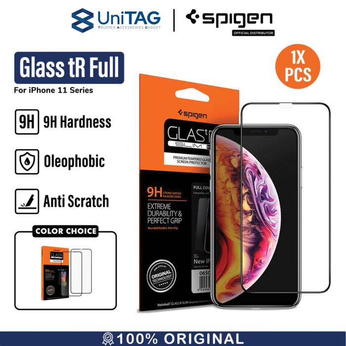 Gambar Tempered Glass for iPhone 11 / Pro / Max / XS Max / XS / XR X Spigen Full - 1 Pack, 11ProMax/XSMax dari UniTAG Store undefined Tokopedia